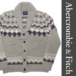 新品 Abercrombie & Fitch SHAWL COLLAR CARDIGAN アバクロンビー＆フィッチ ショールカラー カーディガン ベージュ ニット ウール XS 正規