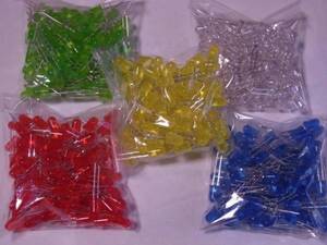 ★★着色ＬＥＤ φ５ｍｍ ５色 砲弾型 各色１００ｐｃｓ 合計５００ｐｃｓセット★★