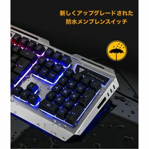 ゲーミングキーボード マウスセット おしゃれ バックライト付き ホワイト