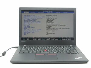 中古　Lenovo　T470　第6世代COREi7　6600U　メモリ8GB　　14インチノートパソコン　BIOSまで表示　バッテリー欠品　詳細不明/ジャンク扱い
