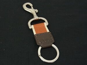 ■美品■ COACH コーチ キャンバス×レザー キーリング キーホルダー チャーム メンズ レディース ブラウン系×シルバー系 DF7754