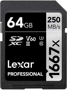 64GB Original Lexar 1667x V60 250MB/s Flash Memory sd cards 64GB 