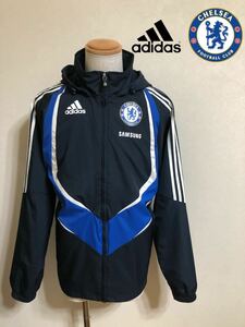 【美品】 adidas Chelsea F.C アディダス チェルシ ウィンドブレーカー ウーブン ジャケット トップス サイズM 長袖 ネイビー E83986