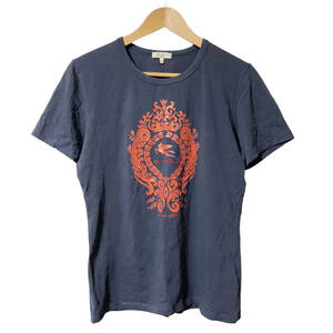 ETRO エトロ Tシャツ ロゴ 半袖 ストレッチ 48 ネイビー イタリア製 レディース A32