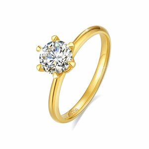 Gold 証明書付き、【18K Gold Ring】、モアッサナイト、米国サイズ7（日本の13、14号に相当）、最初の入札者様は開始価格で購入可能　aa