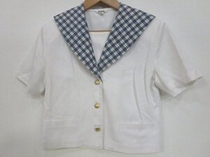 私立就実中学校 岡山県 半袖ブラウス 半袖セーラー服 サイズ不明 肩幅約40cm 夏服 ギンガムチェックカラー HANAE MORI 森英恵/中古品 V23.0