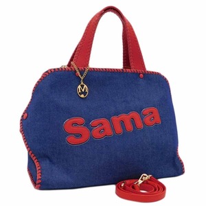 1円 ■ 極美品 サマンサタバサ ハンドバッグ ネイビー×レッド系 キャンバス Samantha Thavasa■E.Bsg.zE-05