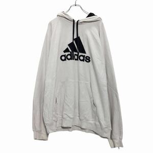 adidas ロゴ スウェット パーカー XL ホワイト ブラック アディダス フーディー 裏起毛 ビッグサイズ 古着卸 アメリカ仕入 a509-5779