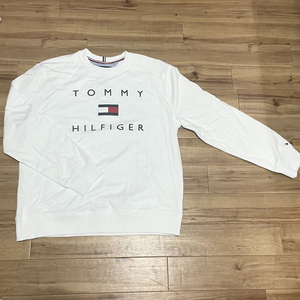 【 TOMMY HILFIGER 】トミーヒルフィガー クルーネック トレーナー USA正規品 コットン100％ 長袖 フラッグロゴ 刺繍 白〈S〉