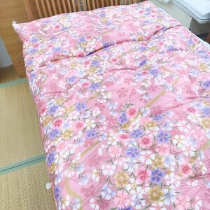 仕立て品　手作り　綿敷布団　シングルロング　100×210　敷き布団　手入れ　ふとん職人　打ち直し　仕立て直し　和風　ピンク