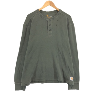 古着 カーハート Carhartt RELAXED FIT ヘンリーネック サーマルロンT ワッフル メンズL相当 /eaa430514