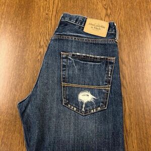 【FF418】Abercrombie&Fitch W28 L30 色落ち加工 ダメージ加工 ジーンズ ジーパン デニムパンツ ブランド古着 アバクロ 送料無料