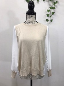 2464　【　ＢＥＩＧＥ　オンワード　】シルク85％ カシミヤ15％　長袖プルオーバー　　サイズ：４　色：ホワイトベージュ