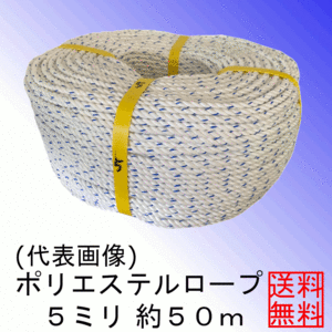 ＜送料無料＞ポリエステルロープ５ミリ約５０ｍ