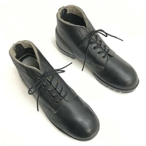 美品　欧州/ビンテージ品☆フランス軍?/ミリタリー/オフィサーブーツ【42/26.5/black/黒】シボ革/Leather/Boots/service shoes◇cWB102-33