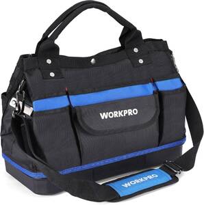 WORKPRO ツールバッグ 工具バッグ 工具入れ 道具袋 肩掛けベルト付き 大口収納 1680D オックスフォード 多機能 大容