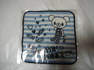 pom ponette(ベビー、キッズ)　ポンポネット　20X20cmタオルハンカチブルーボーダ