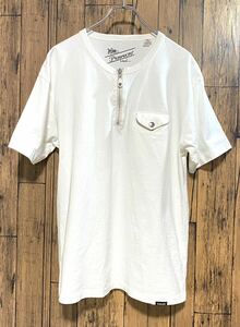 SCHOTT ショット 鹿革 レザー フラップ 白 ポケットTシャツ ハーフジップ XL PERFECTO 半袖Tシャツ