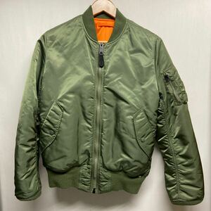 【ALPHA INDUSTRIES アルファインダストリーズ 】MIL-J-82790J MA-1 フライトジャケット Sサイズ グリーン ナイロン レプリカ 2403oki h