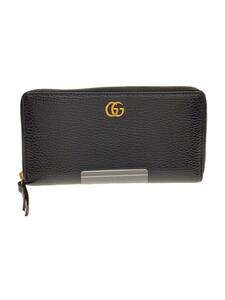 GUCCI◆GGマーモント/ジップアラウンドウォレット/ラウンドジップ/レザー/黒/456117