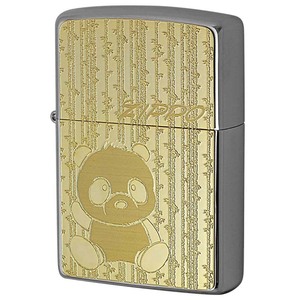 Zippo ジッポライター パンダ ゴールドプレート ＃200 メタルプレート 両面加工 ニッケルメッキ 2MP-パンダ メール便可