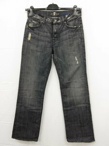 美品【セブンフォーオールマンカインド 7 For All Mankind】 ダメージ加工デニム T519640S-VPLI 米国製 (メンズ) 29 ブラック■5MPA0214