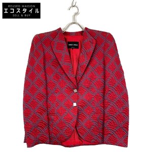 GIORGIO ARMANI ジョルジオアルマーニ レッド ZAG15T ZA819 総柄 ジャケット レッド 44 ジャケット ポリエステル レディース 中古