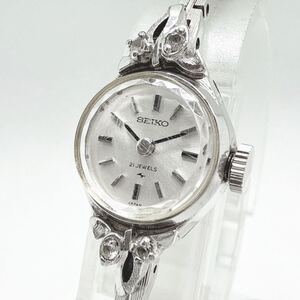 稼働品 SEIKO セイコー ソシエ？ 21石 11-0260 手巻き ラウンド シルバー文字盤 ベルト純正 1970年製 レディース 腕時計 UKTC①