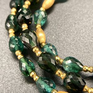 1円〜スタート!!K18!!アンブローズ(Ambrose)［グリーントルマリンネックレス］ d 約16.7g アクセサリー tourmaline accessory necklace CC4