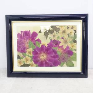 ▲インテリアに!!! 約42×54.5×3ｃｍ｜2面屏風 押し花 ｜ ｜ アートフラワー 押花 壁掛け ハンドクラフト 　木製アクリル額入り■P3332