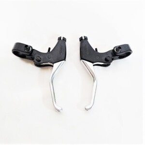 未使用 自転車 APSE ブレーキレバー Brake Lever 2フィンガー アルミ ブラックシルバー 左右1セット