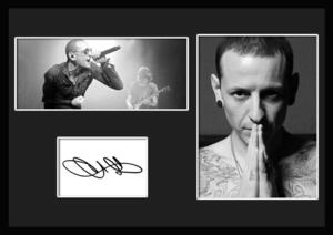 10種類!Chester Bennington/チェスター・ベニントン/Linkin Park/サインプリント&証明書付きフレーム/BW/モノクロ/ディスプレイ(9-3W)