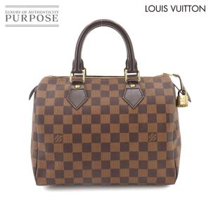 新品同様 ルイ ヴィトン LOUIS VUITTON ダミエ スピーディ 25 ハンド バッグ エベヌ ブラウン N41532 ゴールド 金具 Speedy 25 90261045