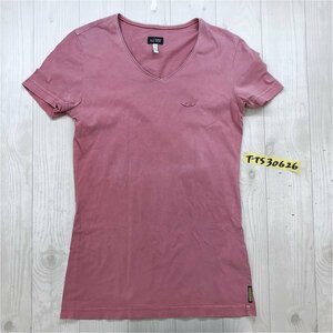 ARMANI JEANS アルマーニジーンズ レディース Vネック 半袖Tシャツ 小さいサイズ XS くすみ赤