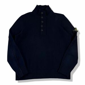 2012AW STONE ISLAND(ストーンアイランド) ハイネックハーフボタンニット セーター ネイビー/紺色 ハーフジップ コンパスロゴ チュニジア製