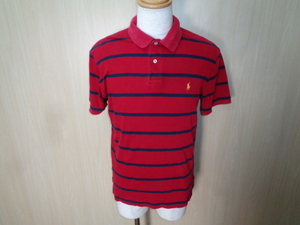 r56◆POLO BY RALPH LAUREN ポロシャツ◆ポロバイラルフローレン サイズS 赤/紺 半袖シャツ 綿100％ ワンポイントポニー ネコポス発送 6D