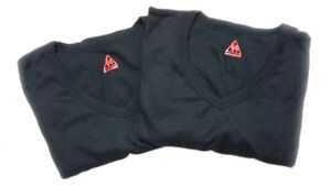 あ2850■訳あり Ie coq sportif Vネック半袖インナー 2枚セット 160 ブラック