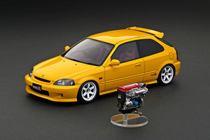 IG2675 イグニッションモデル 1/18 Honda CIVIC (EK9) Type R Yellow With Engine シビック タイプR イエロー エンジン付