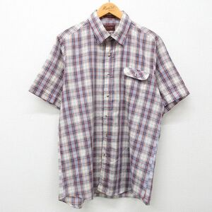 L/古着 リーバイス Levis 半袖 シャツ メンズ 90s 薄ベージュ他 カーキ チェック 24apr24 中古 トップス