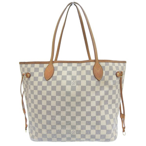 【本物保証】 ルイヴィトン LOUIS VUITTON ダミエ アズール ネヴァーフルMM トートバッグ 白 N51107