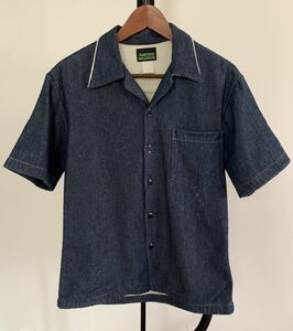 珍品　ビンテージ　デニムビーチシャツ　70s 80s 半袖 オープンカラー ハワイアン アロハシャツ levi 501 XX