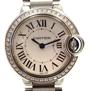 Th979741 カルティエ レディース腕時計 バロンブルー W4BB0015 ダイヤベゼル SS シルバー系文字盤 CARTIER 中古