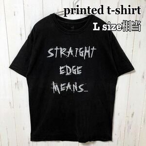 海外輸入 Tシャツ 半袖 英字 プリント L相当 黒 ブラック 古着 海外古着