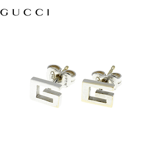 【A02553】GUCCI グッチ Gロゴ K18/750 レディース メンズ ピアス ホワイトゴールド