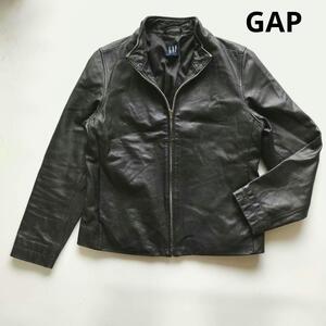 オールドギャップ　GAP シングルライダースジャケット　本革　紺タグ