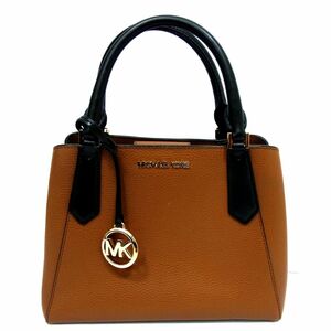 美品■MICHAEL KORS レザーハンドバッグ MKチャーム付き マイケルコース レディース 1円スタート