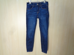 b104◆AMERICAN EAGLE NEXT LEVEL STRETCH ジーンズ◆アメリカンイーグル サイズ2 Short 155/64A スキニーデニムパンツ レディース 6E