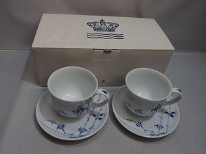 ロイヤルコペンハーゲン ROYAL COPENHAGEN カップ＆ソーサーセット2Pセット 069FAX ホワイト×ブルー 白×青