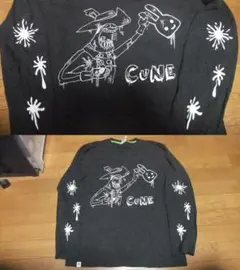 ロング Tシャツ 黒 M cune キューン うさぎ の首 とったどー ロンT