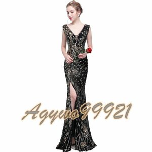 新品　　カラードレス　ロングドレス　黒色　マーメイドライン　セクシー　二次会　お色直し　パーティ　ステージ　 Evening dress YLH186